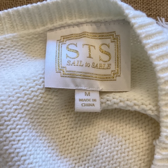 Sail to Sable off white fringe tassel sweater size medium - Picture 9 of 10